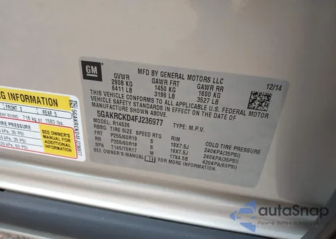 2015 Buick Enclave Premium from USA, damaged, VIN 5GAKRCKD4FJ236977